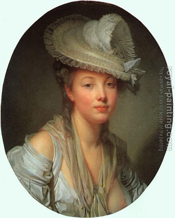 Jean-Baptiste Greuze : Young Woman in a White Hat